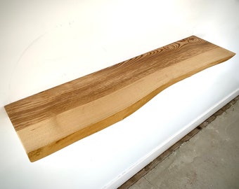 Ash Floating Shelf with Brackets | Live Edge Wood Shelves | Wall Decor | Rustic Shelves
