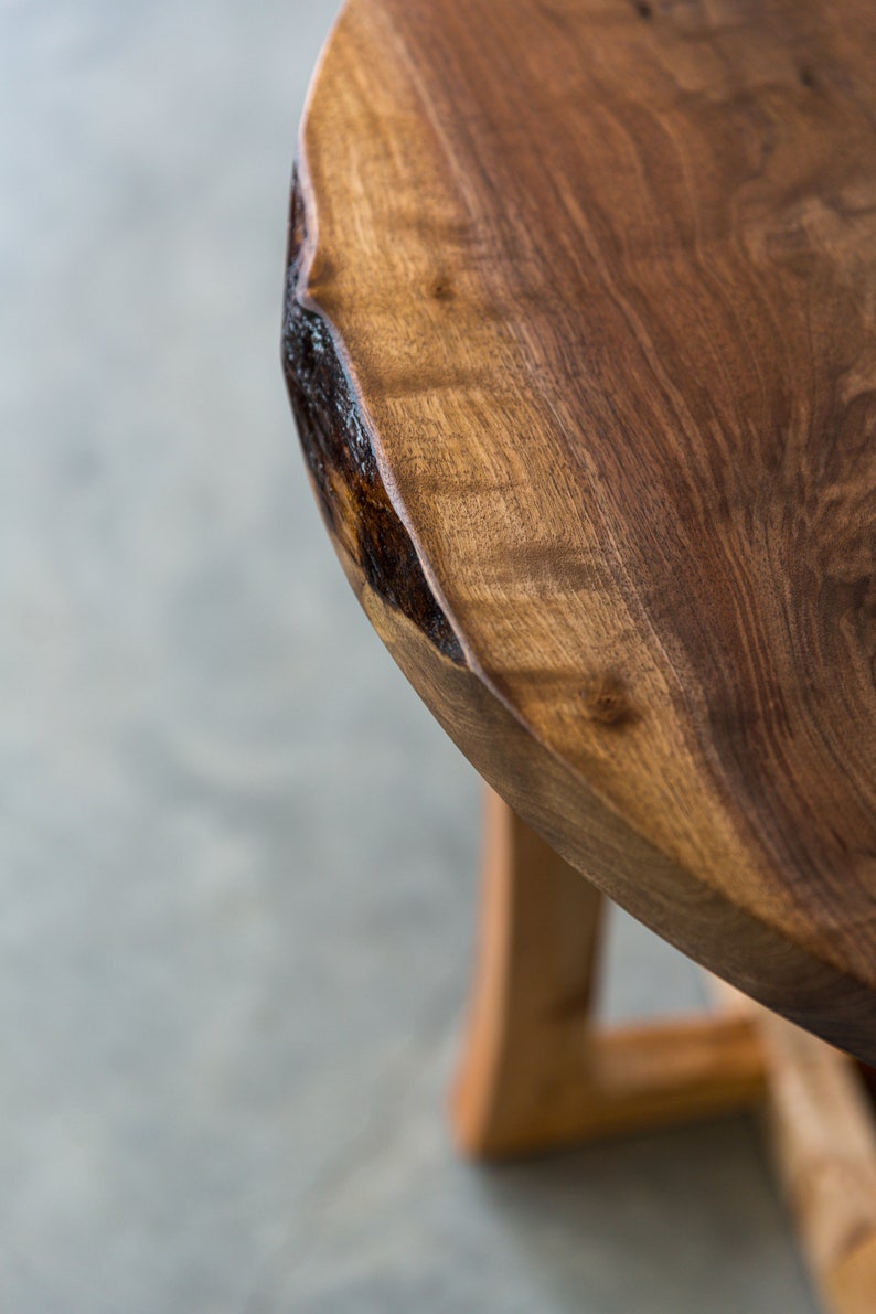 Black Walnut Live Edge Round End Table Side Table Maple | Etsy