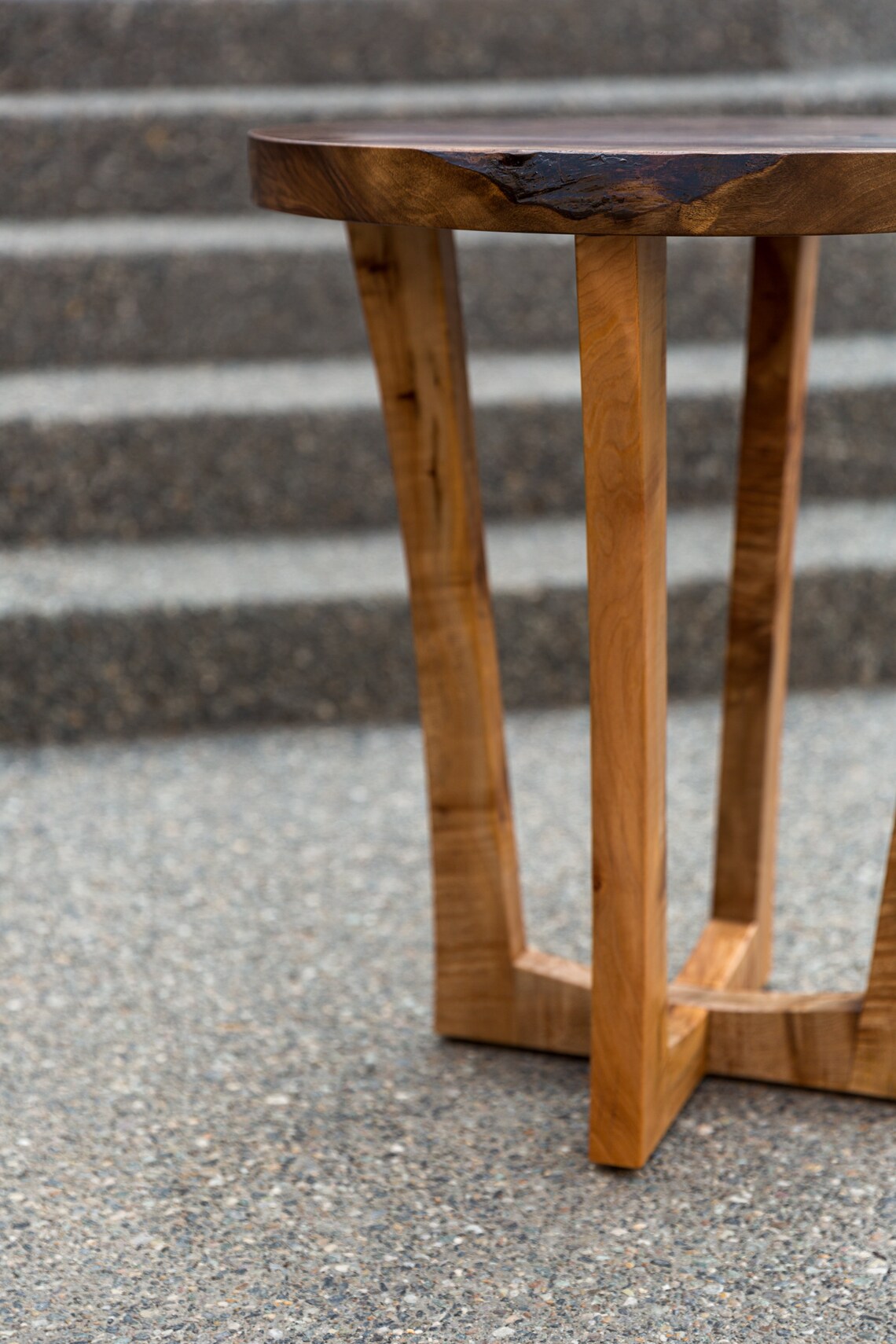 Black Walnut Live Edge Round End Table Side Table Maple Etsy