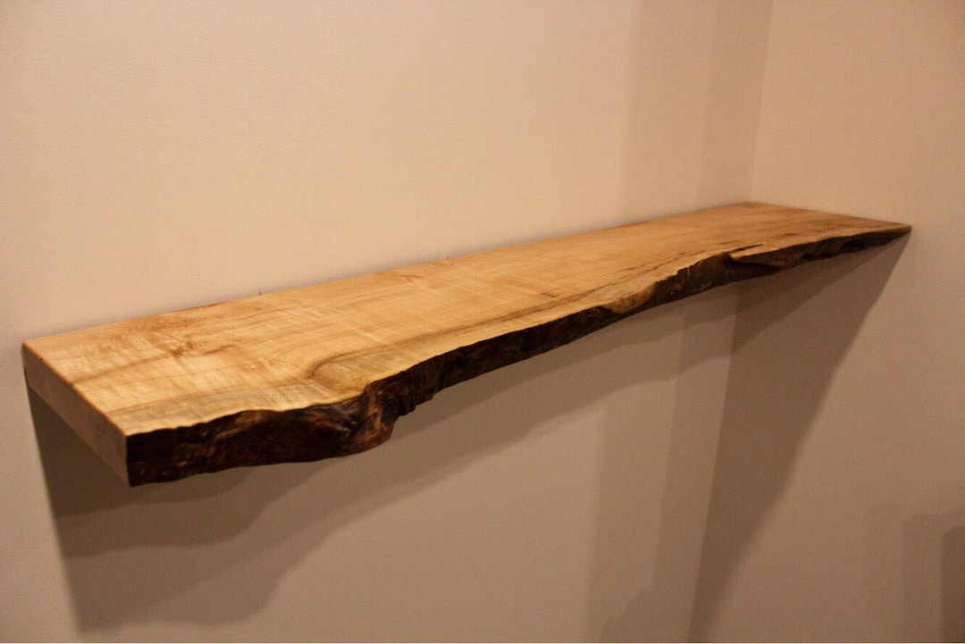 Big Leaf Maple Live Edge Floating Shelf Bracket & Hardware - Etsy