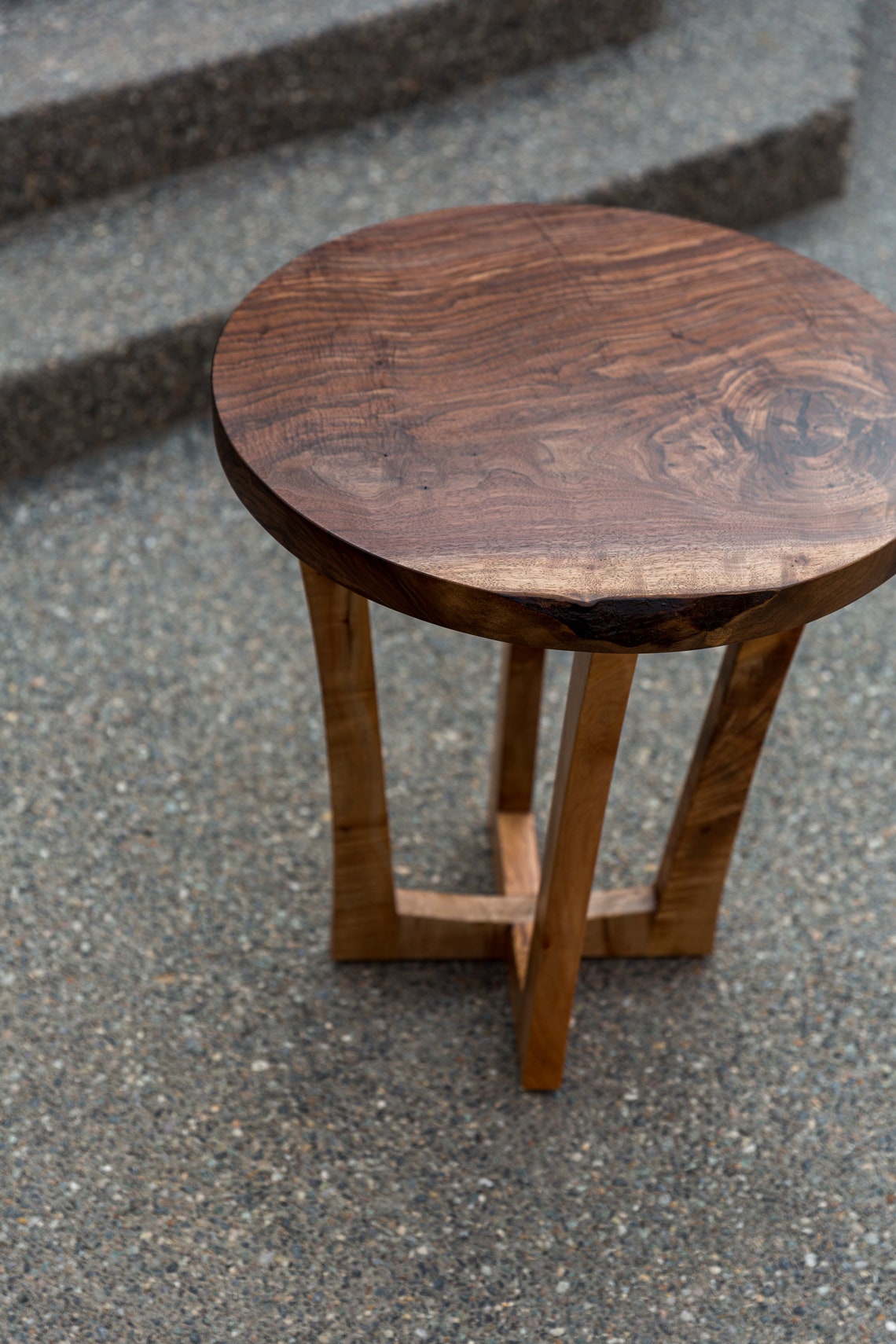Black Walnut Live Edge Round End Table Side Table Maple Etsy