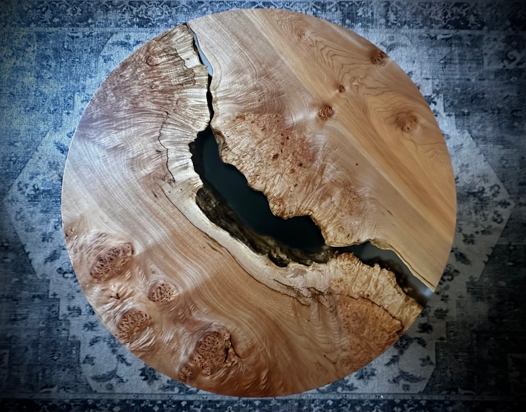 Maple Live Edge Round Coffee Table Taijitu Oregon Walnut Etsy Canada