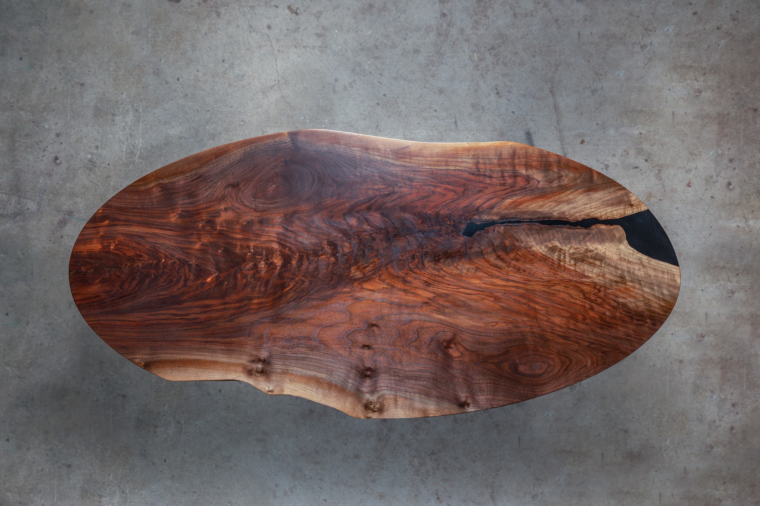 Oval live edge dining on sale table