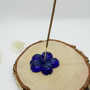 Incense holder flower blue epoxy resin - incense incense accessories - resin incense sticks fragrance incense energy - clean rooms