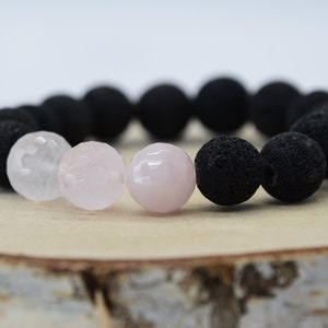 Rose quartz lava bracelet shiny - healing stone pink grey - gift for darling - gemstone love - natural gift - gemstone
