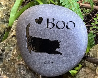 Personalized Cat Memorial Stone: Hand-Engraved Pet Loss Keepsake