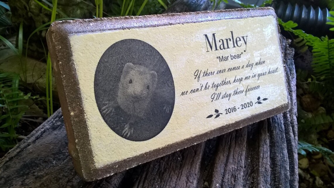 FERRET MEMORIAL STONE with photo Custom pet burial marker Etsy