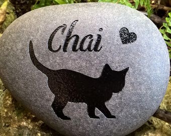 Personalized Kitten Memorial Stone: Hand-Engraved Pet Loss Remembrance Keepsake