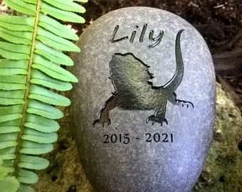 Personalized Bearded Dragon Memorial Stone: Hand-Engraved Pet Loss Remembrance Keepsake