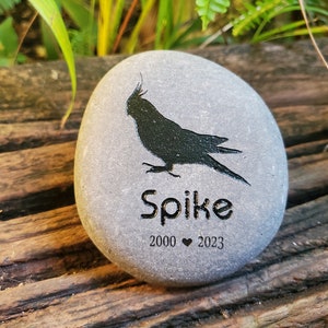 Personalized Cockatiel Memorial Stone: Hand-Engraved Pet Loss Remembrance Keepsake
