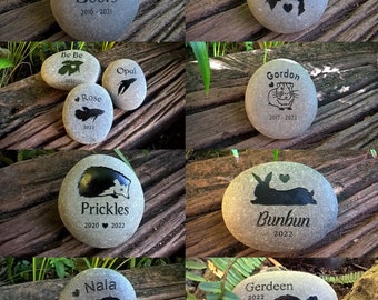 3" to 4" | PET ENGRAVED STONE | Any Design | Dog Cat (Any Breed) or Any Species | Personalized Memorial Stone | © Rock Carving Designs