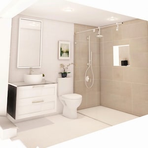 Bathroom/ Powder Room Interior Design Service, (rendering + Mood Board ...