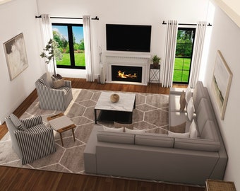 Interior Design Full Service- (Rendering + Mood Board & Shopping List), Custom Interior Design, Floor Plan, Paint Palette Consultation