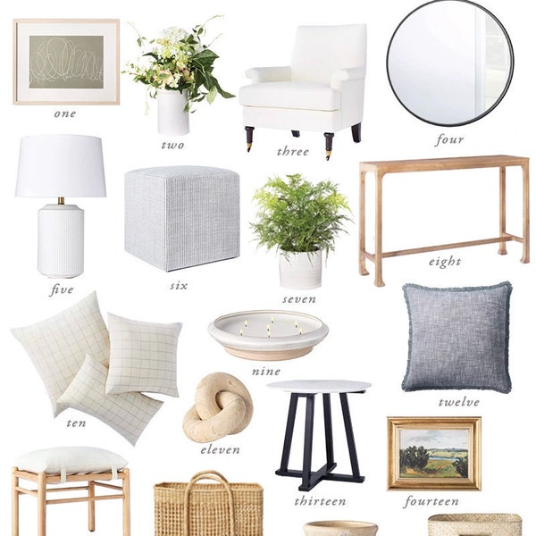 Interior Design , (Custom 10 Item Shopping List)