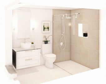 Bathroom Powder Room Interior Design Service, (Design + Mood Board)