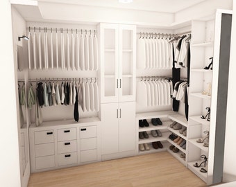 Virtual Closet Design: Custom Digital Rendering (Under 60 sq ft)