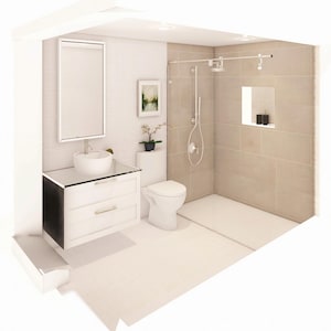 Bathroom/ Powder Room Interior Design Service, (rendering + Mood Board ...