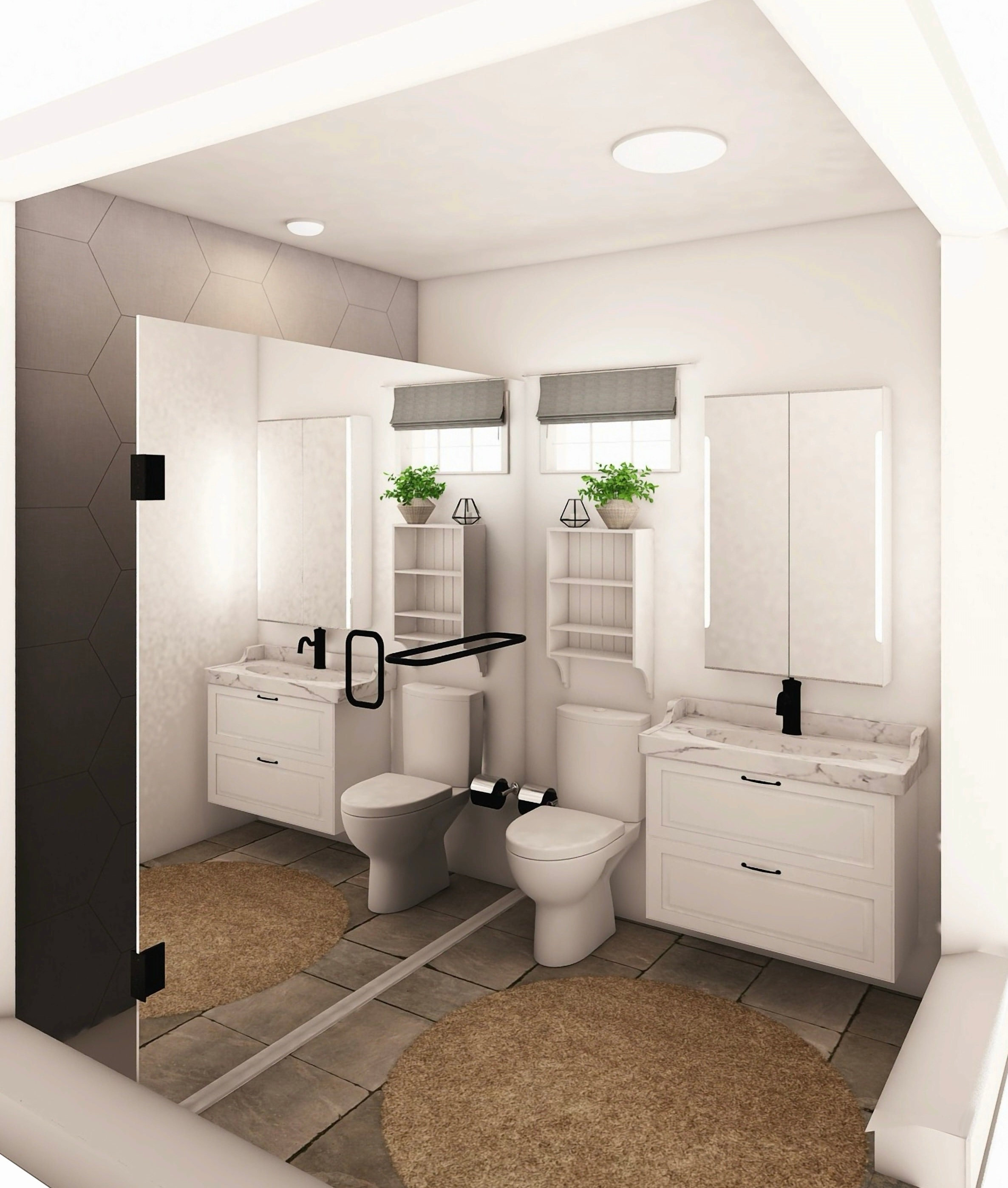 Bathroom/ Powder Room Interior Design Service, (rendering + Mood Board ...