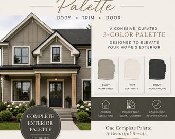 Exterior Paint Color Palette | Custom Home Color Consultation | House Color Scheme Design | Exterior Paint Selection (3 Shades)