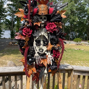 XL Skeleton Wreath, Steam Punk Skeleton Wreath, Voodoo Skeleton Wreath, Gothic Skeleton Wreath, Halloween Skeleton Wreath, XL Skeleton Swag