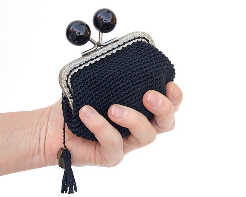 black coin purse everyday woman accessory Vintage style woman coin purse everyday small coin purse vintage style black coin purse