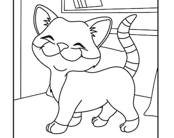 20 Cute Cat Kitten Themed Coloring Pages - Digital Download