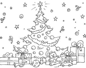 10 Christmas Tree Themed Coloring Pages - Digital Download