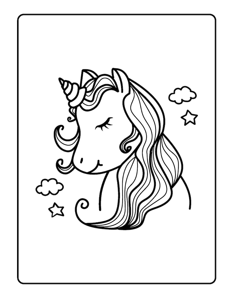 10 Unicorn Themed Coloring Pages for Kids - Digital Download - Etsy