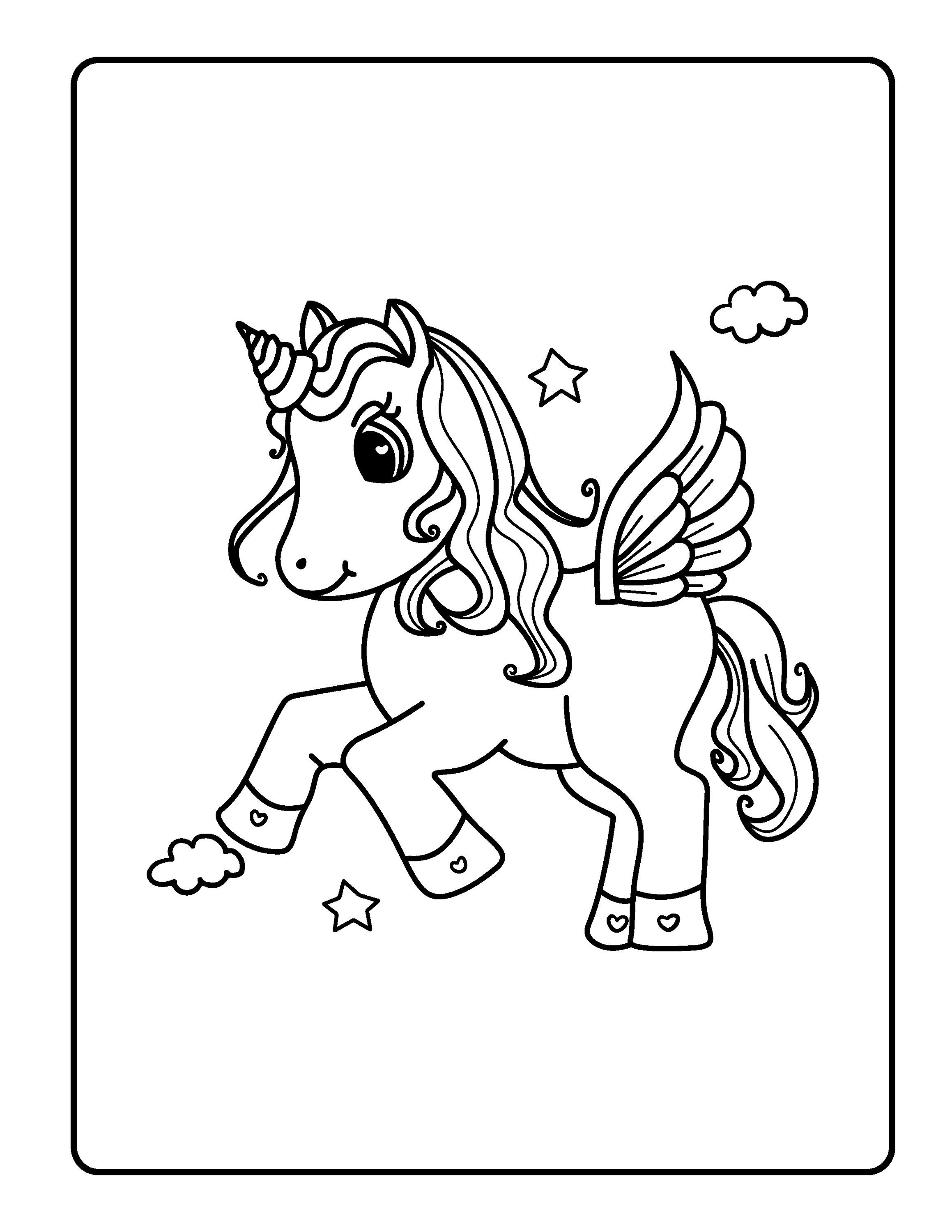 10 Unicorn Themed Coloring Pages for Kids Digital Download Etsy