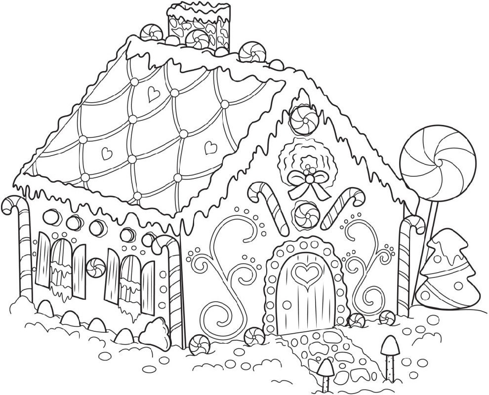 Christmas Gingerbread House Coloring Pages