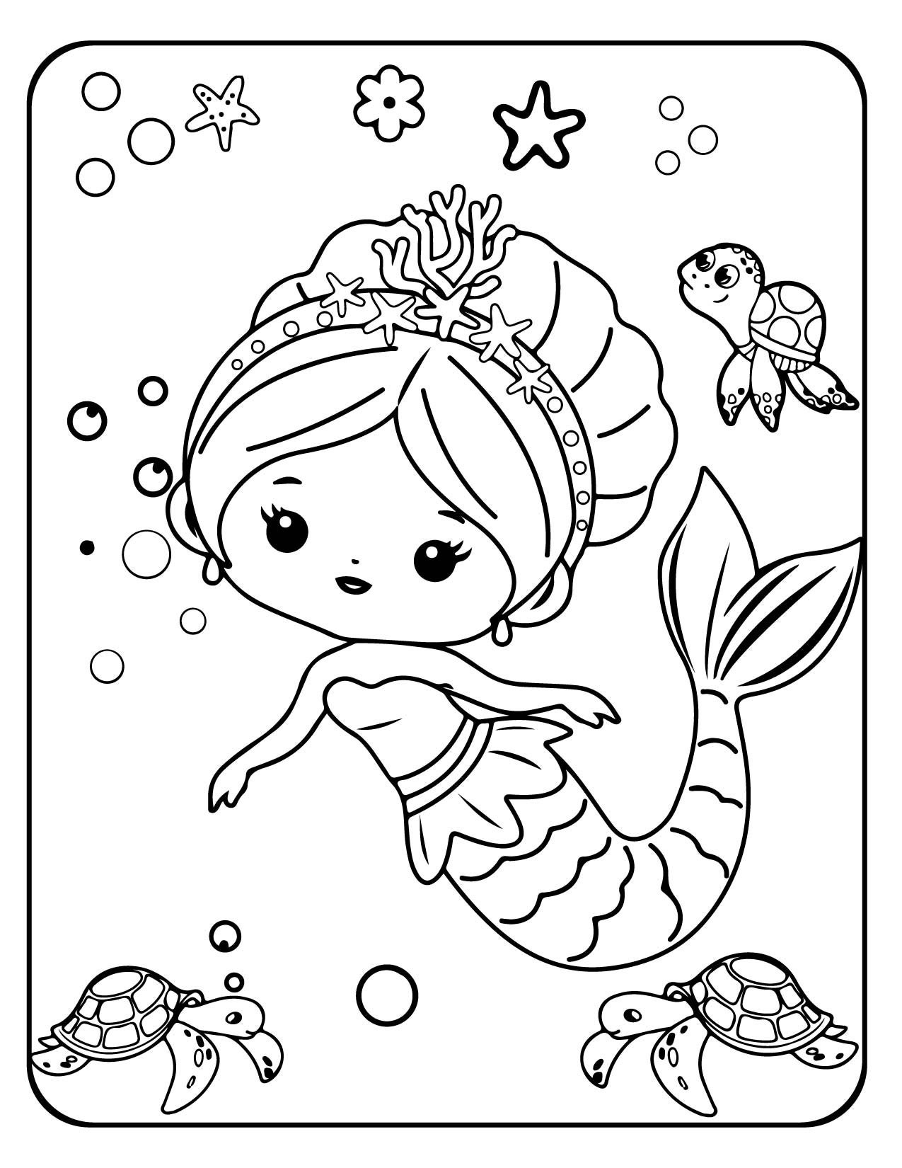 20 Mermaid Themed Coloring Pages - Etsy Canada
