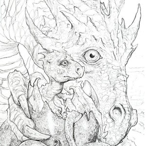 8 Dragon Themed Coloring Pages - Digital Download