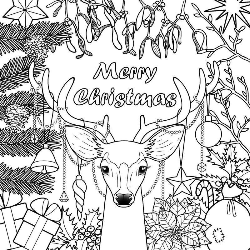 10 Merry Christmas Coloring Pages Digital Download - Etsy