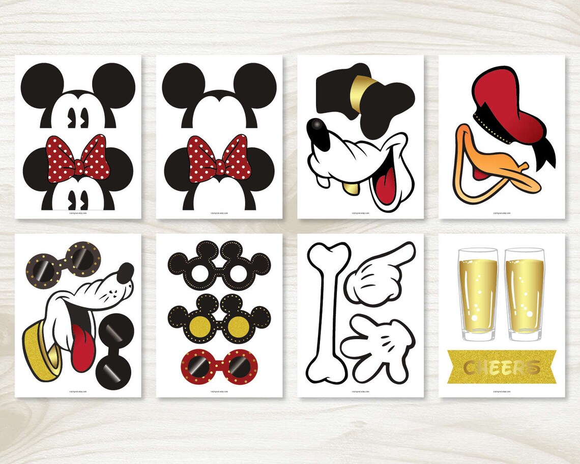 Mickey Mouse Photo Booth Props Printable Birthday Party Etsy