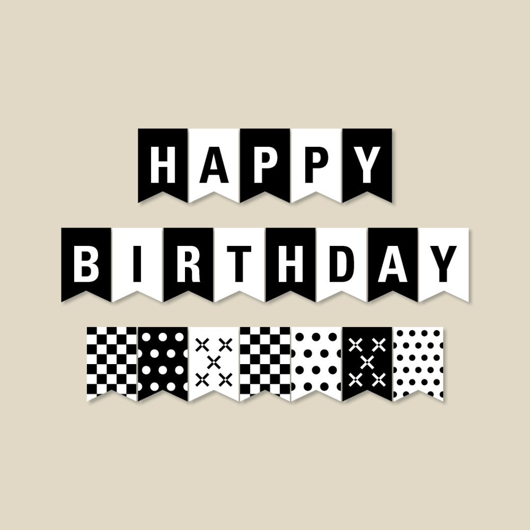 Ghirlanda Happy Birthday Nera Per Compleanni – Bandierina Decorativa Per Feste, Perfetta Come Sfondo Fotografico Per Bambini E Adulti