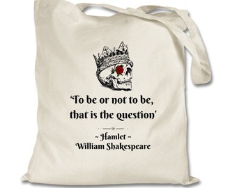Sacola com citação de Shakespeare Hamlet: presente para amantes de teatro