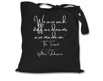 Shakespeare Tote Bag: 'The Tempest' Quote, 100% Cotton