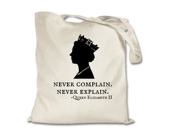 Queen Elizabeth II Cotton Tote Bag: British Royal Family Gift