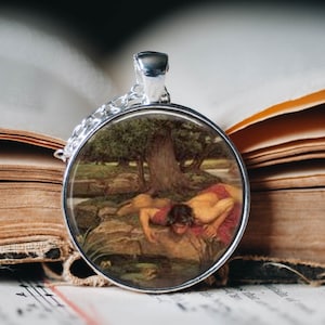 Pre-Raphaelite Art Pendant -Echo and Narcissus Art  Pendant Necklace - Art Jewellery - Pre-Raphaelite Art Pendant - JW Waterhouse Pendant -