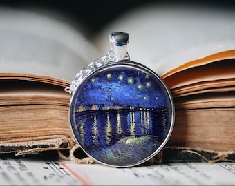 Starry Night by Van Gogh Pendant Necklace - Van Gogh Necklace - Starry Night Necklace - Starry Night Painting Necklace - Van Gogh Jewellery