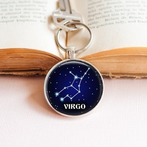 Porte-clés constellation étoile Vierge - Cadeau Vierge - Cadeau homme Vierge - Porte-clés astronomie - Porte-clés astrologie - Porte-clés zodiaque - Cadeau signe astrologique