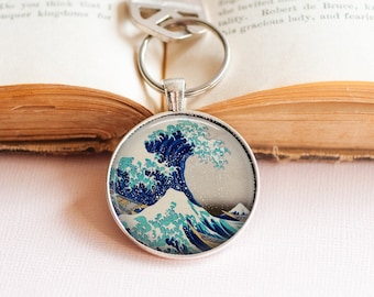 The Great Wave by Hokusai Key Ring - Japanese Art Key RIng - Hokusai Key Ring - Famous Art Key Ring - The Great Wave off Kanagawa