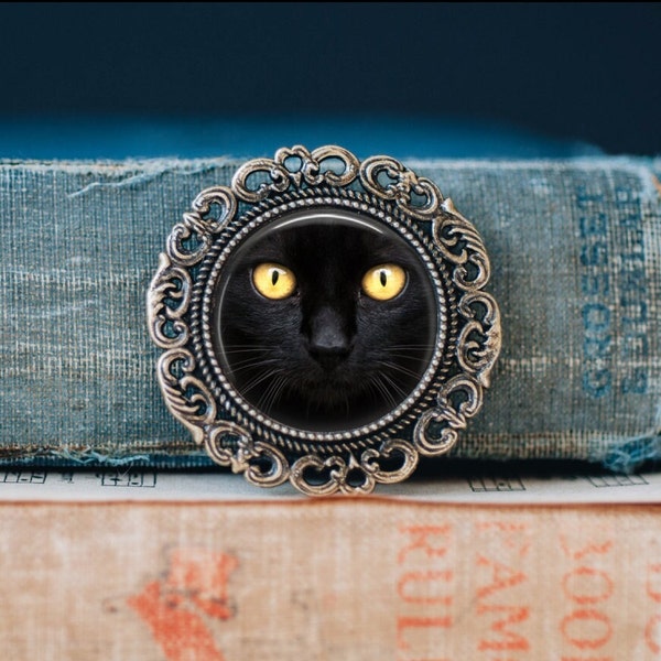 Black Cat Brooch Pin - Black Cat Jewellery - Black Cat Gift - Cat Jewellery - Crazy Cat Lady Jewellery - Cat Lovers Jewellery - Cat Gift