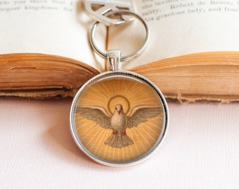 Holy Dove Key Ring - Holy Spirit Dove Key Ring - Religious Key Ring - Christian Key Ring - Dove of Peace Key Ring -