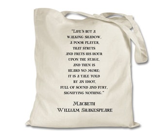 Macbeth Quote Tote Bag: Shakespeare Gift, 100% Cotton
