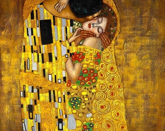 The Kiss Gustav Klimt Tote Bag - Famous Art Love Theme Canvas Bag