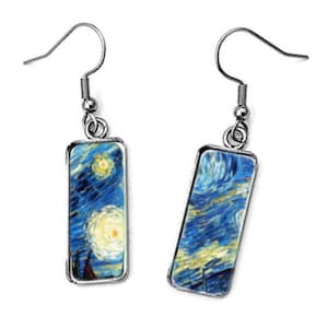 Van Gogh Earrings - Starry Night Earrings - Starry Night over the Rhone by Van Gogh - Vincent Van Gogh Earrings - Van Gogh Earrings -