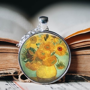 Art Jewellery - Sunflowers Van Gogh Pendant Necklace - Sunflowers Necklace - Van Gogh Art Pendant - Van Gogh Necklace - Sunflowers Jewelry