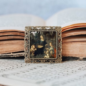 The Virgin of the Rocks Brooch Pin - Leonardo da Vinci Jewellery - Virgin of the Rocks Painting Brooch - Art Jewellery - Leonardo Brooch