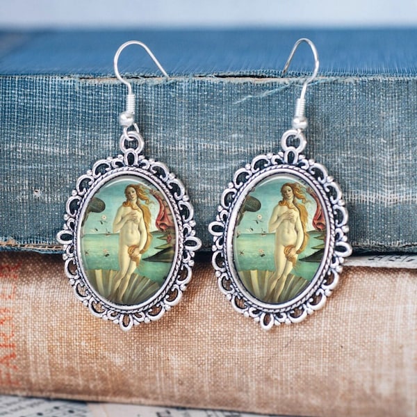 Boucles d'oreilles Naissance de Vénus - Boucles d'oreilles peinture de Botticelli - Cadeau pour les amateurs d'art bijoux Naissance de Vénus - Boucles d'oreilles déesse - Vénus de Botticelli